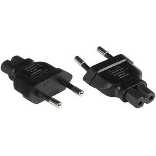 Good Connections Stromadapter Euro-Stecker Typ C (CEE 7/16, gerade) an C7/Euro 8 Buchse (gerade) - Netzadapter/Steckdosenadapter/Netzleitungsadapter - SCHWARZ,