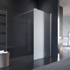 ELEGANT 140x200 cm Walk-In Dusche mit Stabilisator aus 8 mm Vollsatiniert Glas inkl. Nanobeschichtung