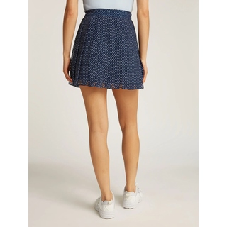 Plisseerock TOMMY JEANS "TJW MINI STAR AOP PLEATED SKIRT", Damen, Gr. XS (34), blau (navy), Web, Obermaterial: 100% Polyester, bedruckt, festlich, normal mini, Röcke Plisseerock, mit Allover-Muster