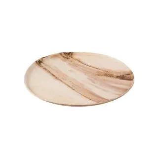 Greenbox Palmware® Pizzateller, sehr plan & rund, Ø 32 cm, Runder Servierteller mit natürlicher Maserung für Pizza und Fingerfood, 1 Packung = 20 Stück