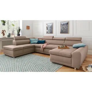 sit&more Wohnlandschaft »Riva U-Form« wahlweise mit Bettfunktion, braun