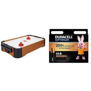 COLORBABY 46614 Spiel Air Hockey 56x31x10cm-CB Games, Mehrfarbig + Duracell Optimum Batterien AA, 8 Stück, bis zu 200% zusätzliche Lebensdauer oder extra Power
