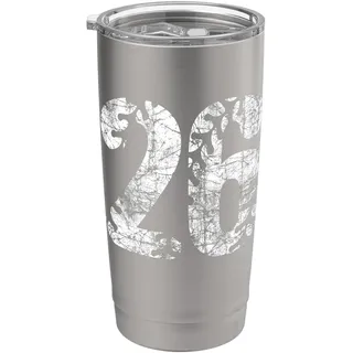 Baseball Softball Mom #26 Nummer 26 Distressed Schnürsenkel Weiß Doppelwandiger Edelstahl-Thermobecher