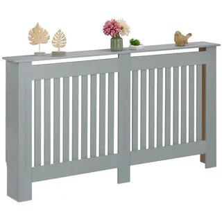 Relaxdays Heizkörperverkleidung Landhausstil HBT 83x152x19 cm MDF grau