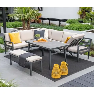 Garden Impressions Corsica Lounge-Dining Set 4-tlg. grau/beige