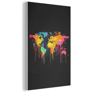 MuchoWow Akustikbild Weltkarte - Farbe - Bunt - Graffiti - Welt Wanddeko 60x90 cm , Multicolor , Kunststoff , Rechteckig , 60x90x0.9 cm , Tapeten & Wandverkleidungen, Akustikpaneele
