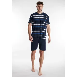 GÖTZBURG Shorty »Midtown« 2 tlg. Kurzarm, Rundhalsausschnitt, gestreiftes Oberteil, weich, Baumwollmix, blau