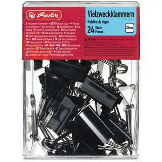 Herlitz 10411155 Vielzweckklammern 24 Stück, 32mm, Farbe schwarz (1)