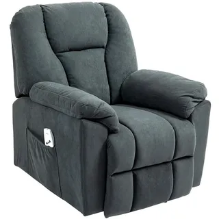 Homcom Elektrisch Relaxsessel Fernsehsessel mit Liegefunktion Wärmefunktion Fußteil , Dunkelgrau , Textil , Füllung: Schaumstoff,Taschenfederkern , einzeln stellbar , 88x101x97 cm , Wohnzimmer, Sessel, Massagesessel