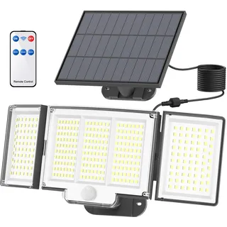 SIGRILL Solarlampen für Außen, Solar Strahler Solarleuchte mit Bewegungsmelder, 348 Led Solar mit Bewegungsmelder 3 Modi IP67 Wasserdichte 270°Beleuchtungswinkel Aussenleuchte für Terrassen/Garagen