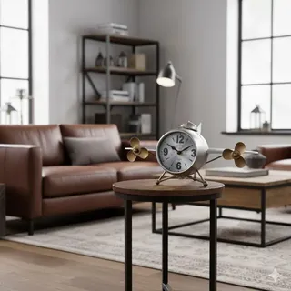 formano Metall Standuhr Flugzeug 36cm 3D Metall Uhr Silber XL Dekoration - Silber