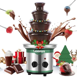 Huanyu 4-stufiger Schokoladenbrunnen, große Fondue-Sets für Schokolade, elektrische Schokoladenbrunnenmaschine, Schokoladenfondue-Set für Party, Hochzeit und Geburtstag