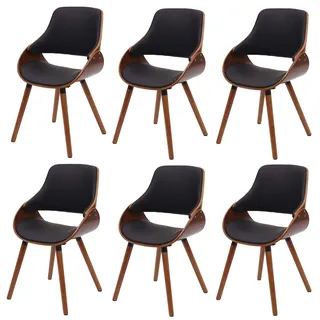 Mendler Esszimmerstuhl HWC-D23 Kunstleder schwarz 6er Set