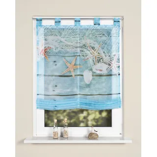 Raffrollo HOME WOHNIDEEN "MARITIM" Gr. 1, blau, B:60cm H:140cm, Voile, Obermaterial: 100% Polyester, Raffrollos, Raffrollo