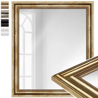 WANDStyle großer Spiegel Gold, Barock Spiegel, großer Wandspiegel Vintage 60x70 cm, Hängespiegel groß, Badspiegel Holz, Flurspiegel Wand, Standspiegel, Mirror H550 - Made in Germany