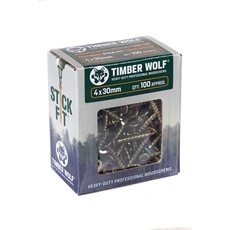 Timber TW40030 Wolf-Holzschrauben, 4,0 x 30 mm, Zink und Gelb, 100 Stück