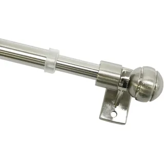 Gardinia 4146 Caféhausstange Meran Ø 8/10 mm, Metall, ausziehbar 40-60 cm, inklusiv 2 Träger, edelstahl-optik