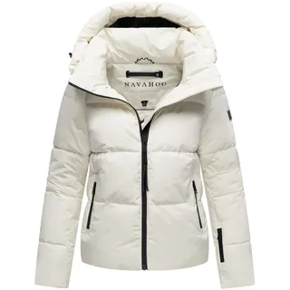 Steppjacke NAVAHOO "Steppjacke Frostherz XIV", Damen, Gr. S, weiß (sanftes weiß), Obermaterial: 100% Polyester PES.  Obermaterial: Futter: 100% Polyester PES. 100% Polyester PES., gerade hüftbedeckend, hoch geschlossener Ausschnitt, Ärmel ohne Ärmelschlitz normaler Saum, Jacken Steppjacke, Kurze gesteppte Damen Winterjacke mit abnehmbarer Kapuze