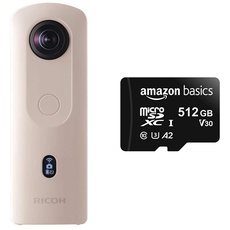 Ricoh Imaging Theta SC2 - BEIGE Kompaktkameras BEIGE & Amazon Basics - MicroSDXC, 512 GB, mit SD-Adapter, A2, U3, lesegeschwindigkeit von bis zu 100 Mbit/s