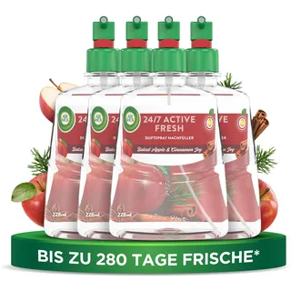 Air Wick Active Fresh – Aeorosolfreier, automatischer Lufterfrischer – Raumduft Baked Apple & Cinnamon Joy – 4 x 228 ml Nachfüller