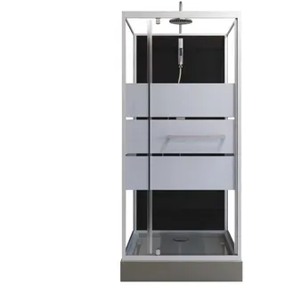 MARWELL Komplettdusche Fertigdusche Dusy 90 x 90 x 225 cm - komplett Set inkl. Duschwanne und Armatur - Eckdusche mit Fronteinstieg