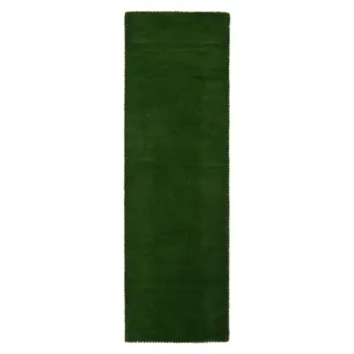 carpetfine Gabbeh Lola Uni Wollteppich 60 x 180 cm Grün