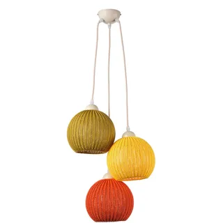 Hängeleuchte , Hellgrün, Hellgelb, Dunkelorange, Weiß Hochglanz , Textil , rund , 55x100x55 cm , Eec , ohne Chemie , Lampen & Leuchten, Leuchtenserien