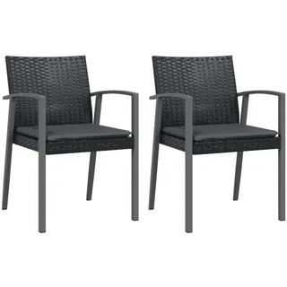 vidaXL Gartenstühle mit Kissen 2 Stk. Schwarz 56,5x57x83cm Poly Rattan - Grau