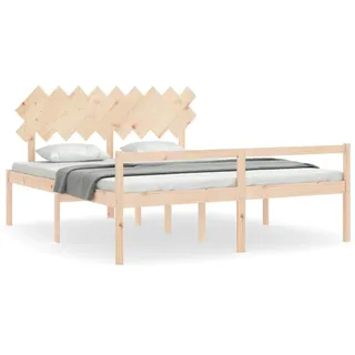 vidaXL Seniorenbett mit Kopfteil Super Kingsize Massivholz - Braun