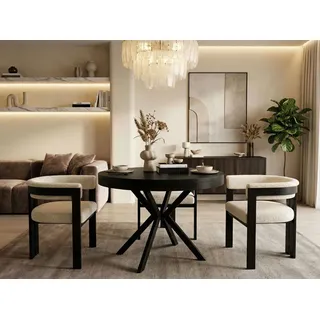 WFL GROUP Ausziehtisch Ø 90 cm schwarz