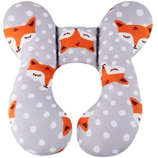 vocheer Baby Travel Pillow (Upgraded), Kopf- und Nackenstützkissen für Kinderwagen, Autositz, Stroller, Babywippe, Baumwolle,Fox
