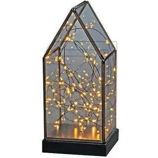 Konstsmide 1817-870 LED-Laterne Sterne LED Schwarz mit Spitze und schwarzem Holzfundament