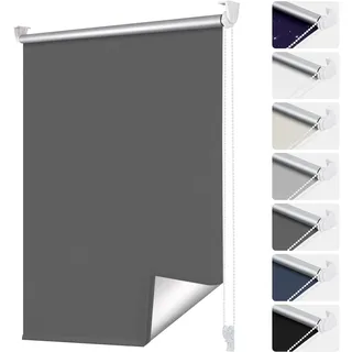 smartdemo Verdunklungsrollo ohne Bohren & mit Bohren, Klemmrollo Fensterrollo Dunkelgrau 45x130cm (BxH), Thermorollo Sichtschutz und Sonnenchutz, Klemmrollo rollos für Fenster & Tür