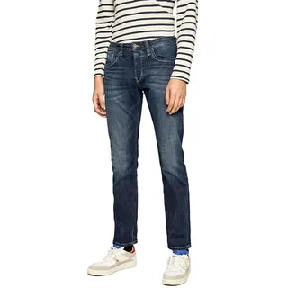 Pepe Jeans London Herren‐Cash Gerade Jeans, regulärer Bund, Stretch‐Denim, dunkle Blaue Waschung