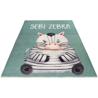 OBSESSION "My Greta 614", rechteckig 6 mm Höhe Kurzflor, Motiv Zebra, mit Fransen, Kinderzimmer,
