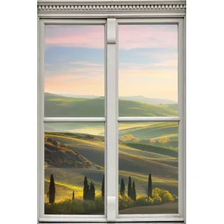 queence Wandsticker »Hügel« Wandsticker, Wandbild, selbstklebend, 3D, Fenster, grün