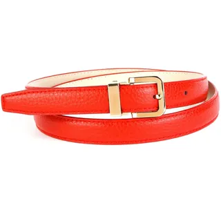 Anthoni Crown Ledergürtel glänzende Schließe, Rindsleder, elegant, uni, rot
