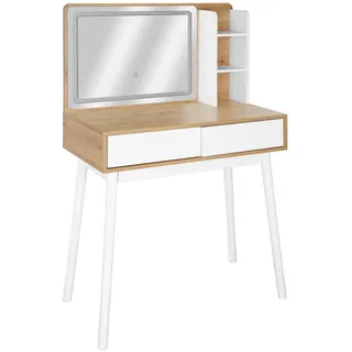 Xora Schminktisch , Weiß, Eiche Artisan , Holz, Glas, Holzwerkstoff , Kiefer , massiv , 2 Schublade(n) Schubladen , rechteckig , konisch , 40x129x80 cm , Schlafzimmer, Schminktische