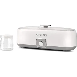 G3 Ferrari G10133 Joghurtbereiter Fermento 4, 20W, 4 Glasbehälter je 180 ml, transparenter Deckel mit Griff, Weiß