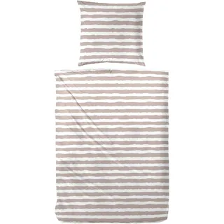 Primera Bettwäsche STRIPE weiß/braun B/L: 135x200 cm) - weiß - BL 135x200 cm
