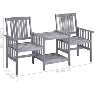vidaXL Gartenstühle mit Teetisch und Kissen Massivholz Akazie - Grau