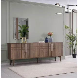 Garnitur Sideboard mit Spiegel Kommode Holz Braun Esszimmer JVmoebel - Braun