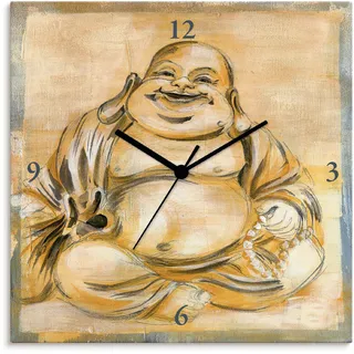 Artland Wanduhr »Fröhlicher Buddha I«, wahlweise mit Quarz- oder Funkuhrwerk, lautlos ohne Tickgeräusche, beige