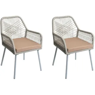 Mendler 2er-Set Gartenstuhl HWC-O12 54 x 54 x 81 cm grau/beige