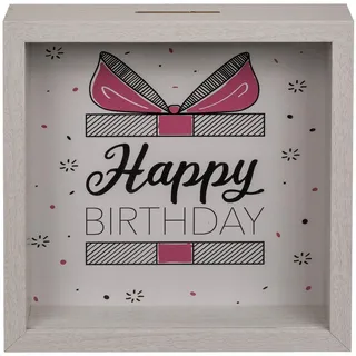Out of the blue Spardose Geldgeschenk »Happy Birthday« Sparen Sparbüchse Weiß Schw. Pink