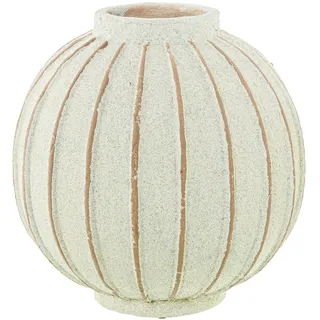 DRW Tischvase, Keramik, mit Streifen in Weiß, 25 x 25 x 26 cm