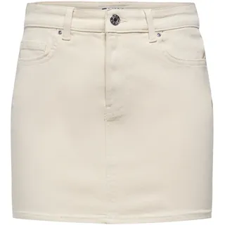 Jeansrock ONLY "ONLMATILDA MINI SKIRT DNM", Damen, Gr. XS, ecru, Denim/Jeans, Obermaterial: 70% Baumwolle, 29% Polyester, 1% Elasthan, unifarben, schmal mini, Röcke Jeansrock, Baumwollmischung, schmal geschnitten