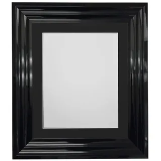 FRAMES BY POST Firenza Bilderrahmen, Hochglanz, Kunststoffglas, mit schwarzem Passepartout, 76,2 x 50,8 cm, für Bildgröße A2, Schwarz