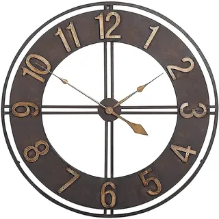 60 cm große Garten-Wanduhr für den Außenbereich, Gartenuhr mit offenem Gesicht aus Metall, wasserdichte Außenuhr für drinnen und draußen für das Wohnzimmer, Moderne riesige Uhr aus