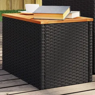 BEI CLORIS Garten-Beistelltische 2 Stk Schwarz 55x34x37cm Poly Rattan Holz - Gartentische Neu6885459 1parcel - Schwarz